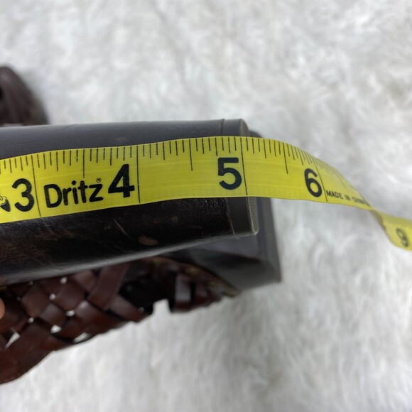 Zodiac Vintage Brown Leather Woven Platform Block Heels Approx 9 - Picture 10 of 10